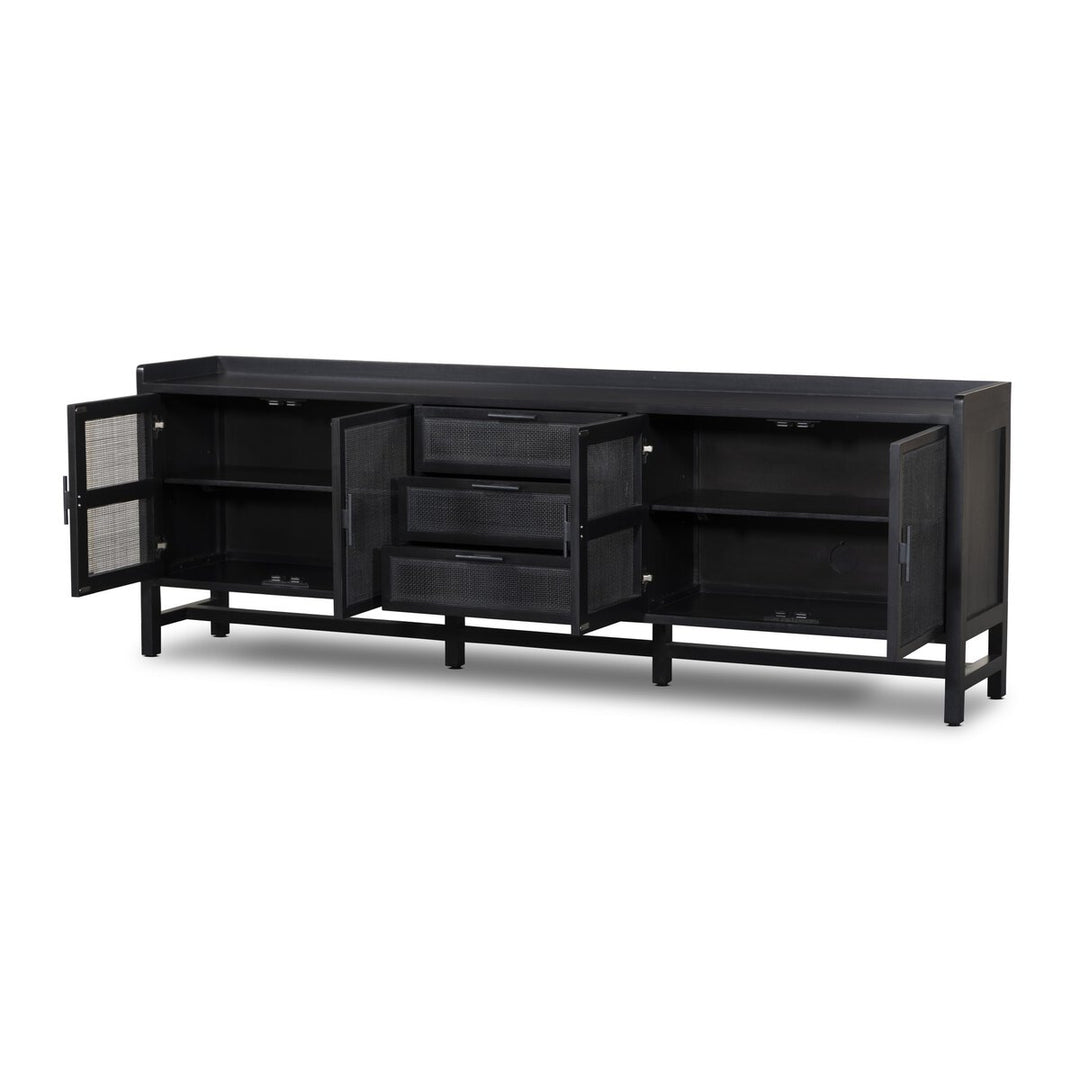 Harmony Sideboard - Black Wash Mango W/ Black Cane - 96"