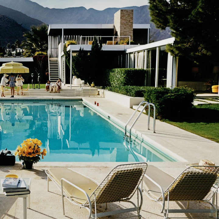 Desert Oasis Pool by Slim Aarons - White Maple Floater