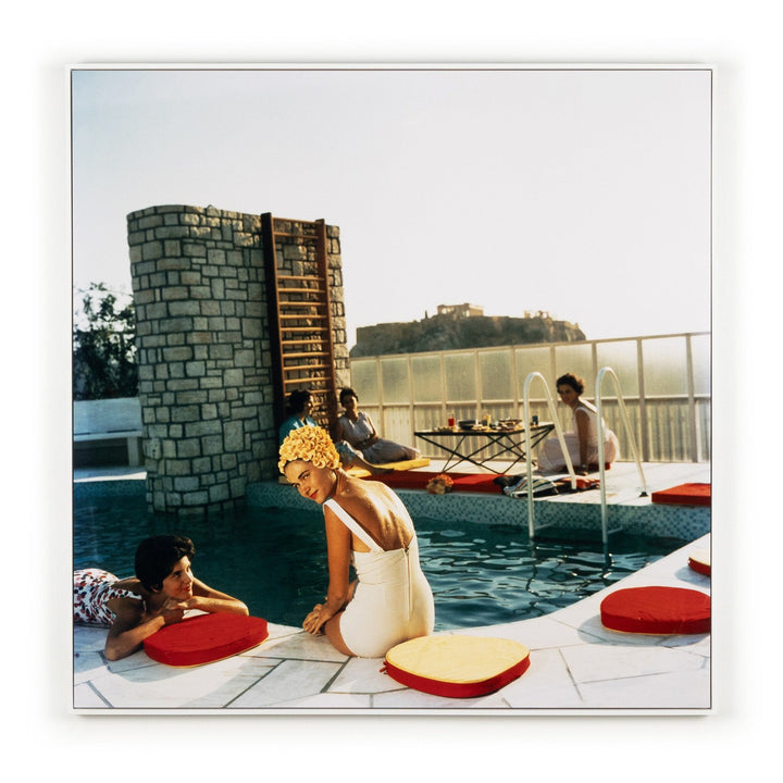 Rooftop Views by Slim Aarons - White Maple Floater