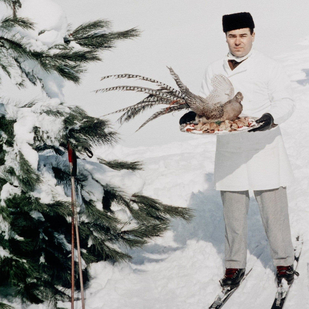 Alpine Waiters by Slim Aarons - White Maple Floater