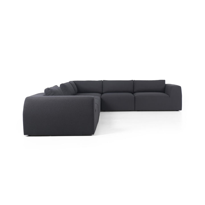 Kaylee 5-Piece Sectional - W/ Ottoman - Fiqa Boucle Charcoal