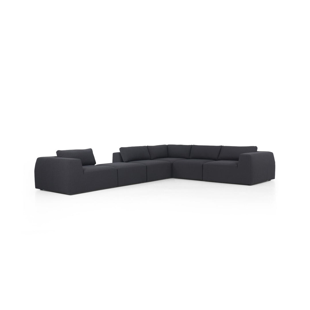 Kaylee 5-Piece Sectional - W/ Ottoman - Fiqa Boucle Charcoal