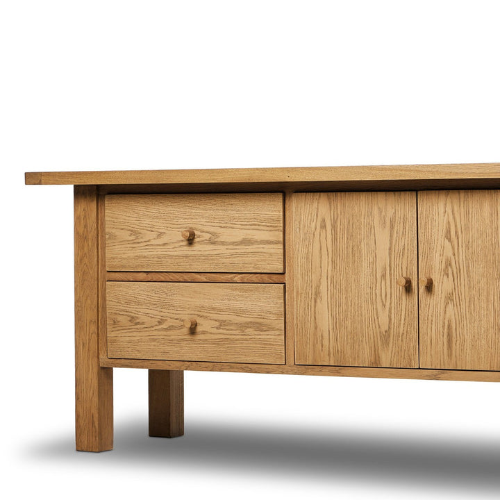 Milton Media Console - Natural Light Oak - Light Brown