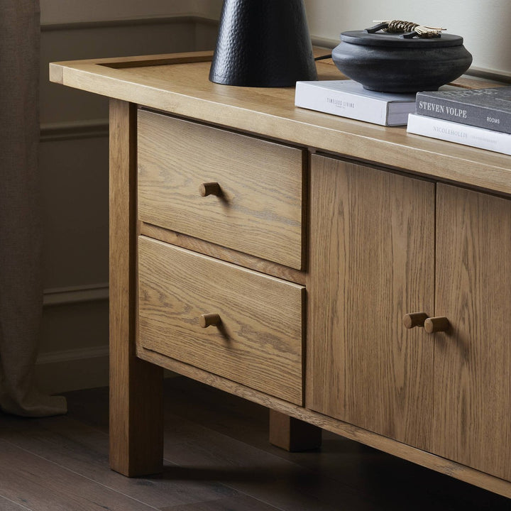 Milton Media Console - Natural Light Oak - Light Brown