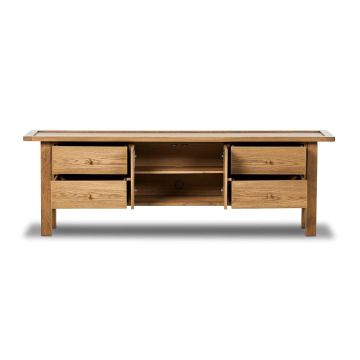 Milton Media Console - Natural Light Oak - Light Brown