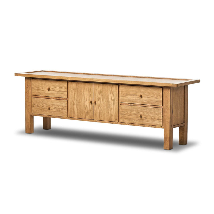 Milton Media Console - Natural Light Oak - Light Brown