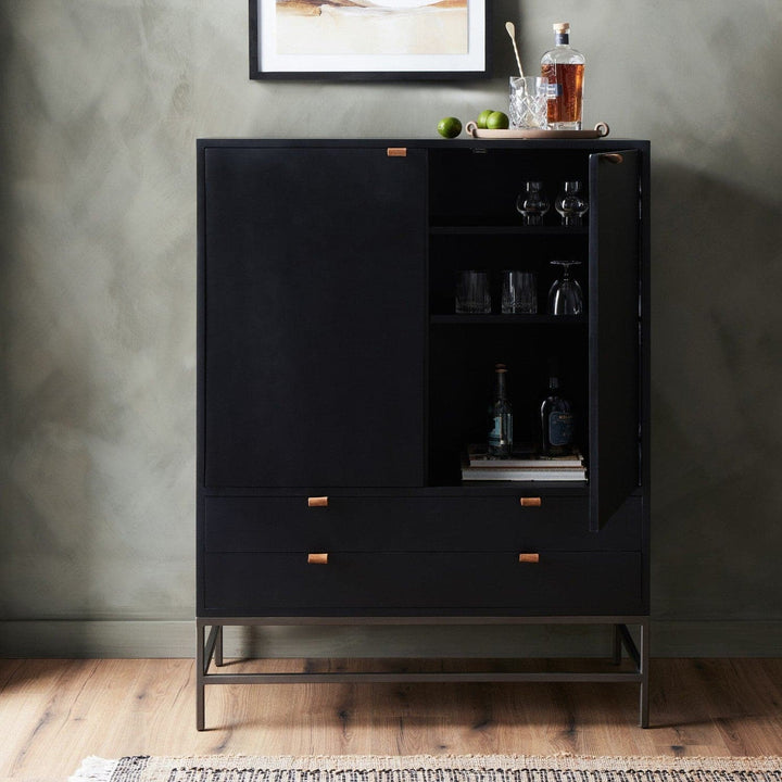 Calloway Bar Cabinet - Black Wash Poplar