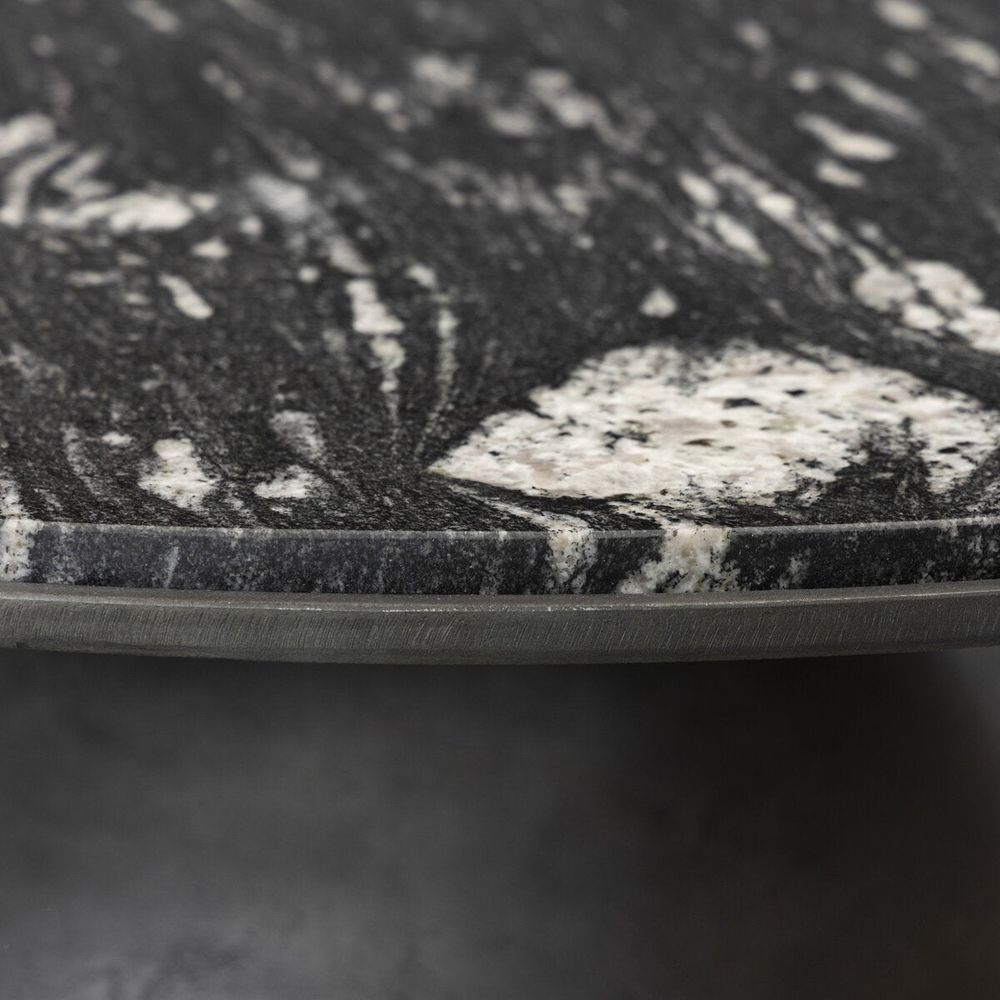 Solas Coffee Table Hammered Grey + Polished Black Marble