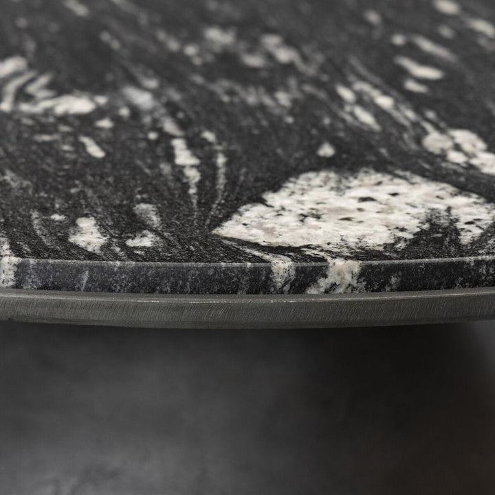 Solas Coffee Table Hammered Grey + Polished Black Marble