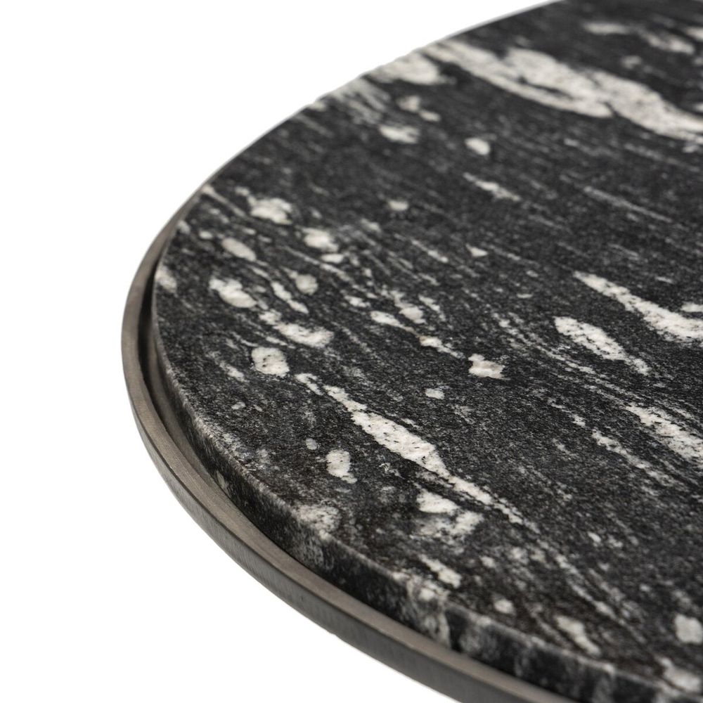 Solas Coffee Table Hammered Grey + Polished Black Marble
