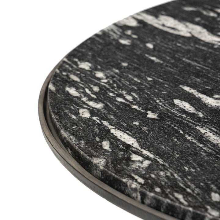 Solas Coffee Table Hammered Grey + Polished Black Marble