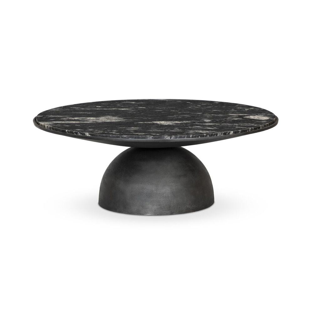 Solas Coffee Table Hammered Grey + Polished Black Marble