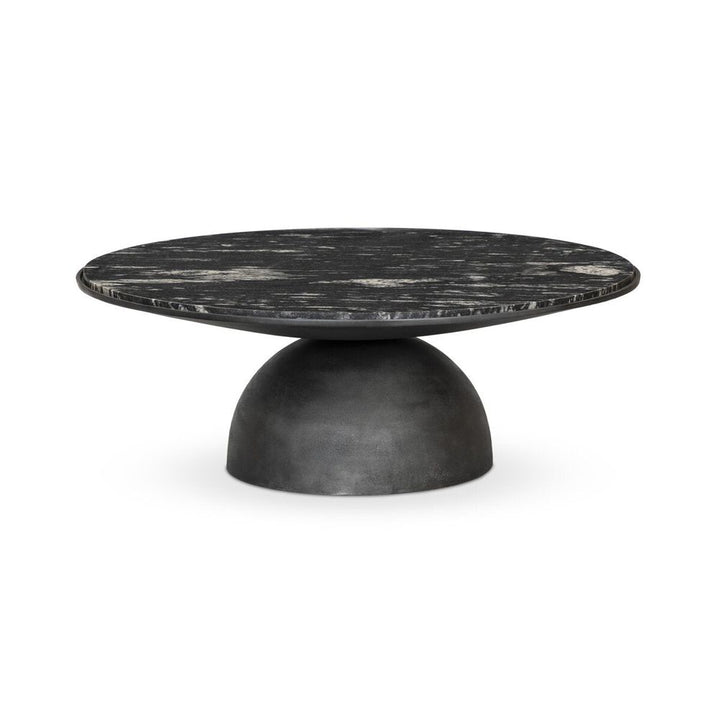 Solas Coffee Table Hammered Grey + Polished Black Marble