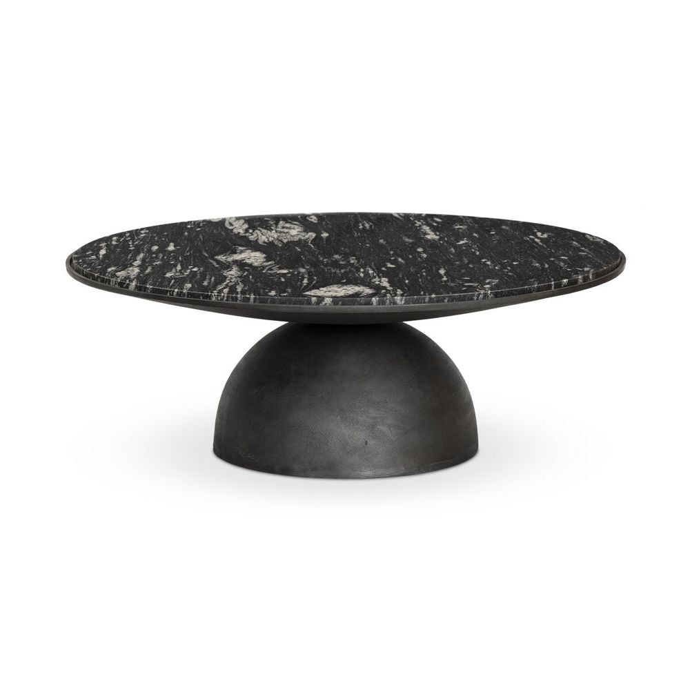 Solas Coffee Table Hammered Grey + Polished Black Marble