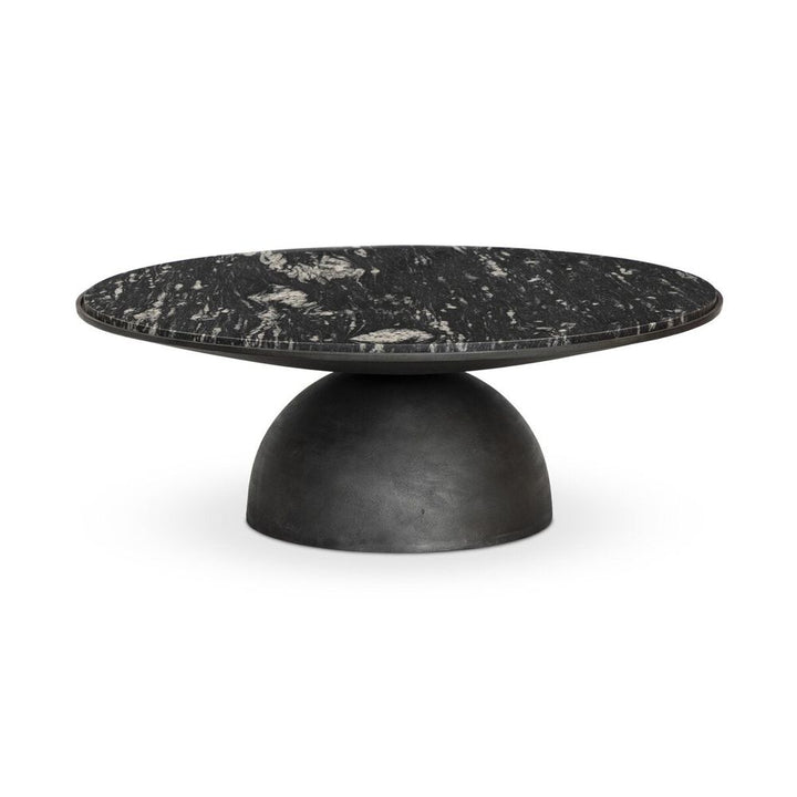 Solas Coffee Table Hammered Grey + Polished Black Marble