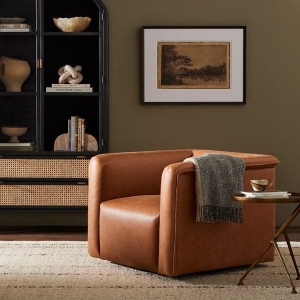 Wellborn Swivel Chair-Four Hands-FH-236762-002-Lounge ChairsPalermo Cognac-2-France and Son