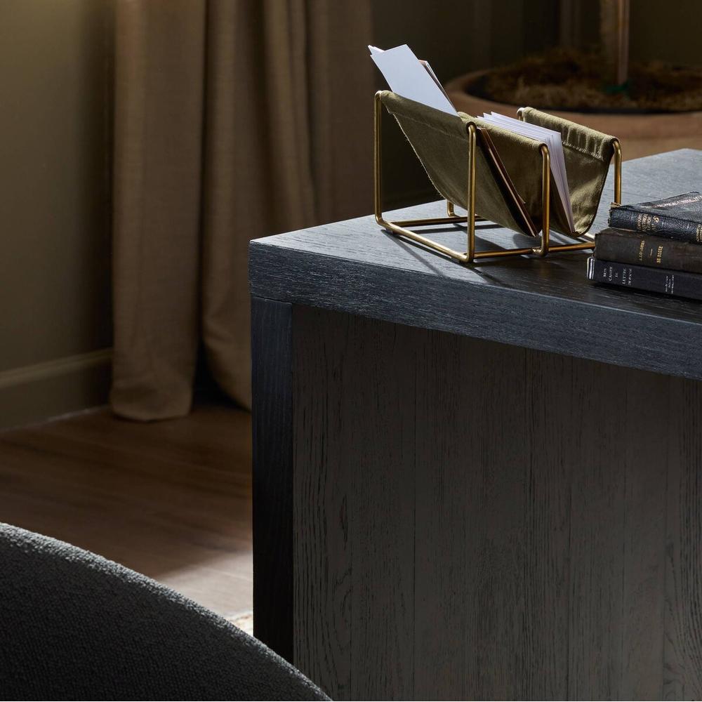 Posada Desk: Worn Black Oak Veneer