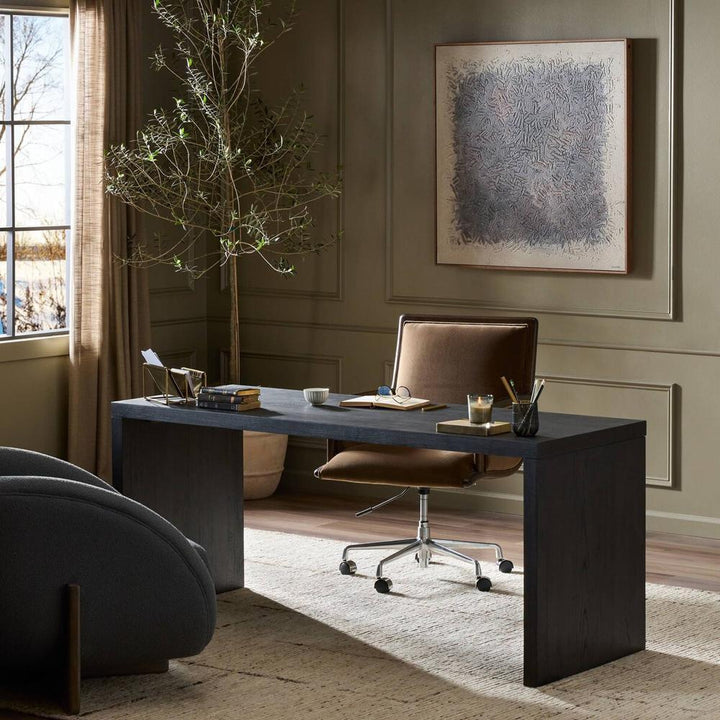 Desks Posada Desk: Worn Black Oak Veneer
