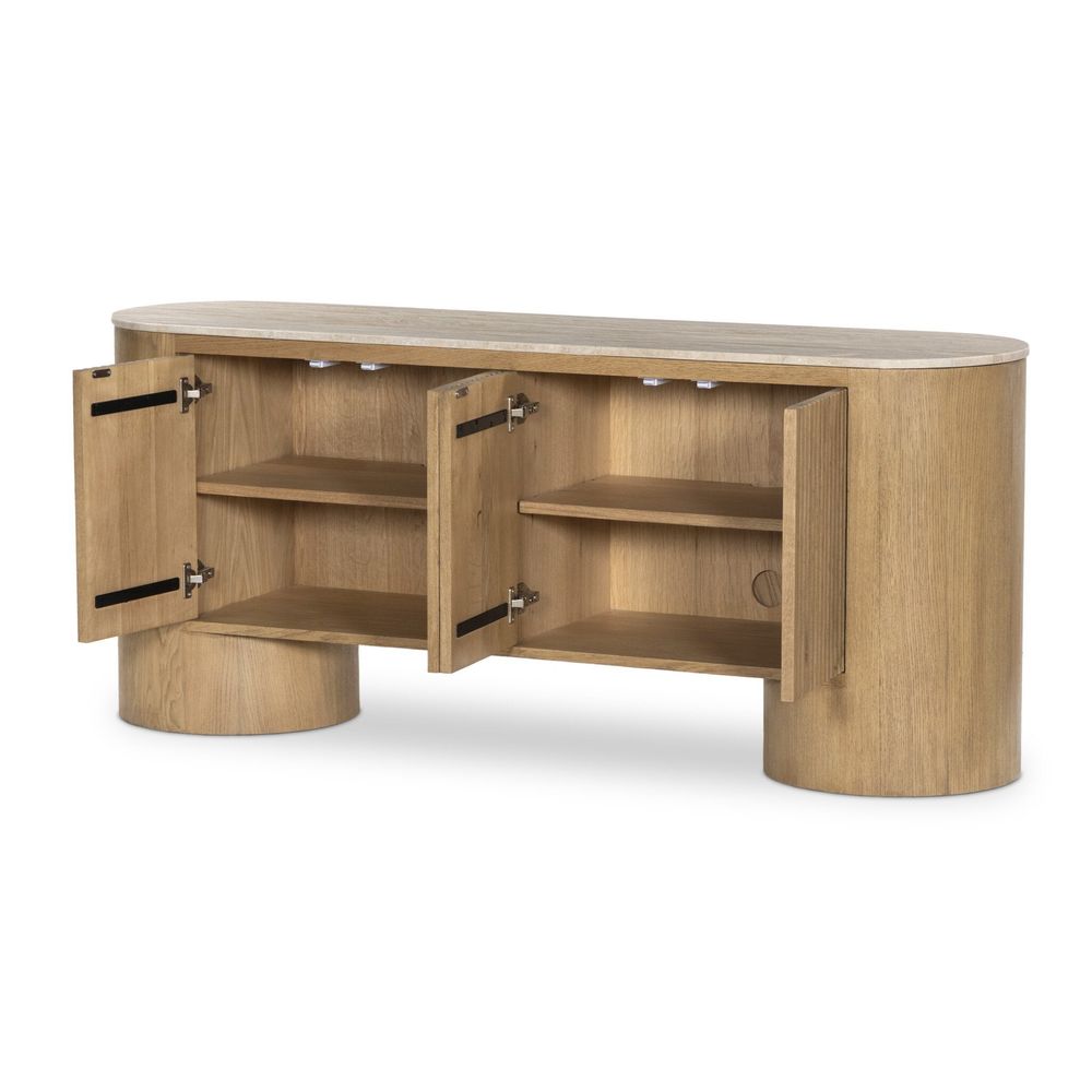 Giovani Media Console - Natural Light Oak Veneer
