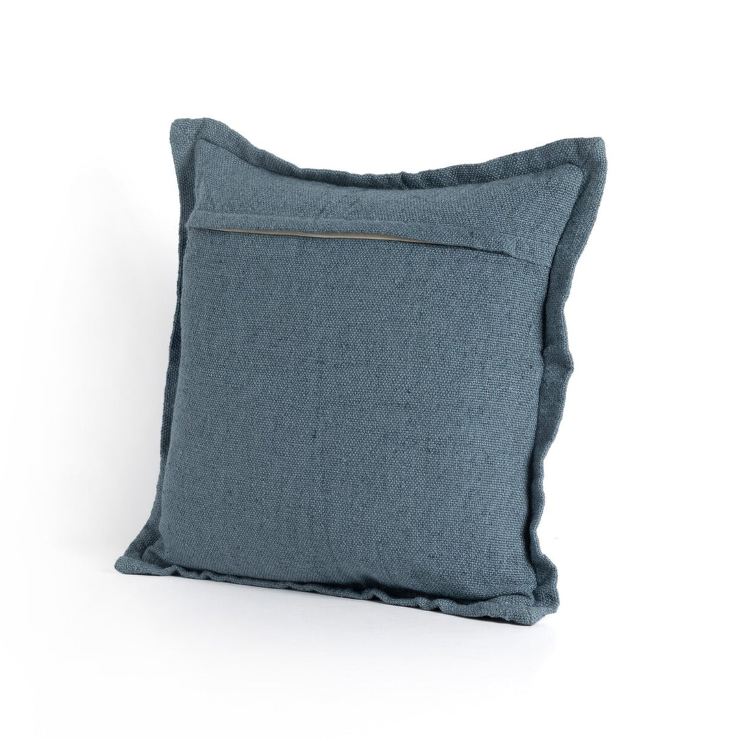 Sierra Outdoor Pillow - Lake Blue Faux Linen - Cover + Insert