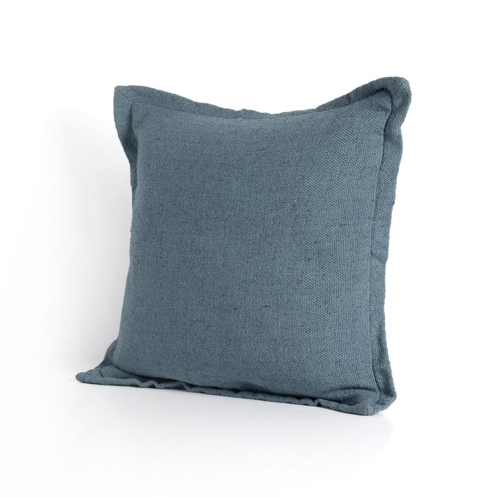 Sierra Outdoor Pillow - Lake Blue Faux Linen - Cover + Insert