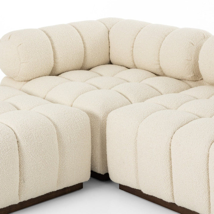 Fairbanks Indoor 3-Piece Sectional - Durham Cream - with Ottoman