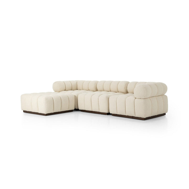 Fairbanks Indoor 3-Piece Sectional - Durham Cream - with Ottoman