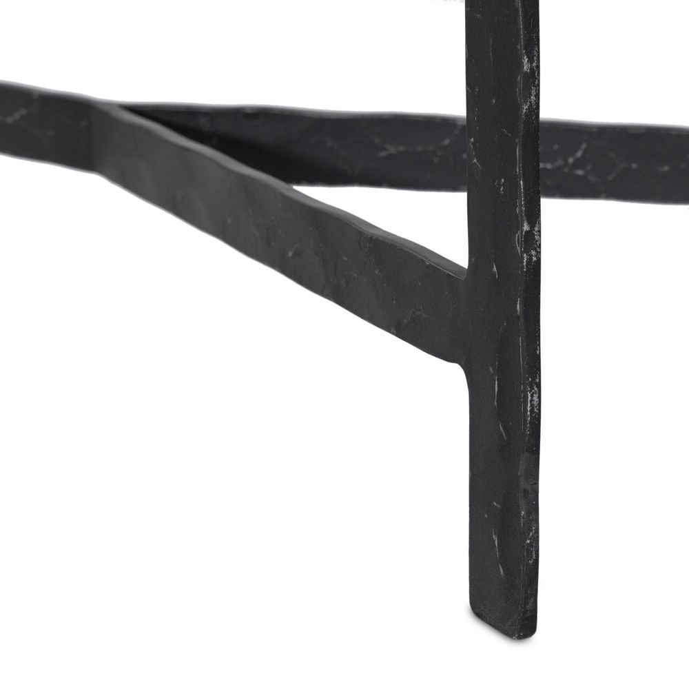 Hammered Iron Console Table - White Marble