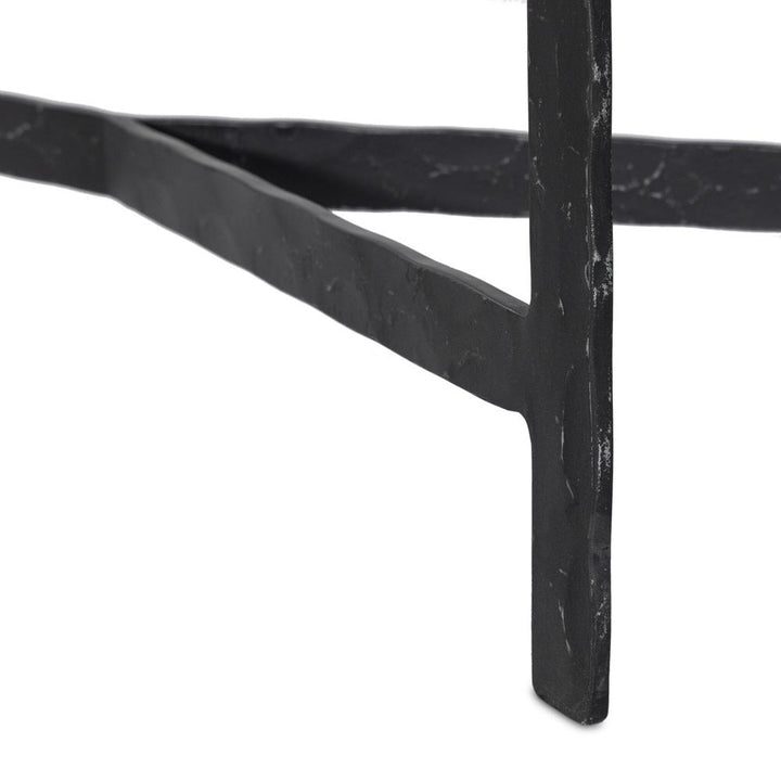 Hammered Iron Console Table - White Marble