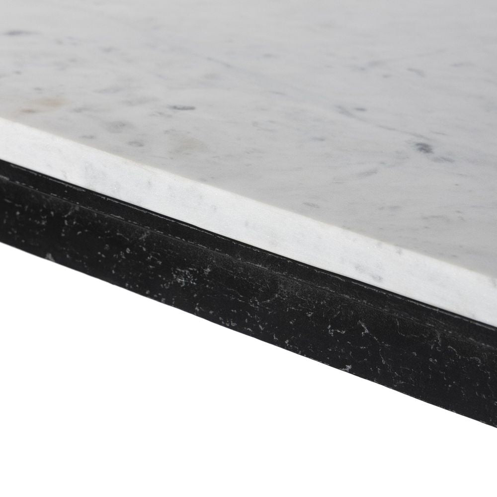 Hammered Iron Console Table - White Marble