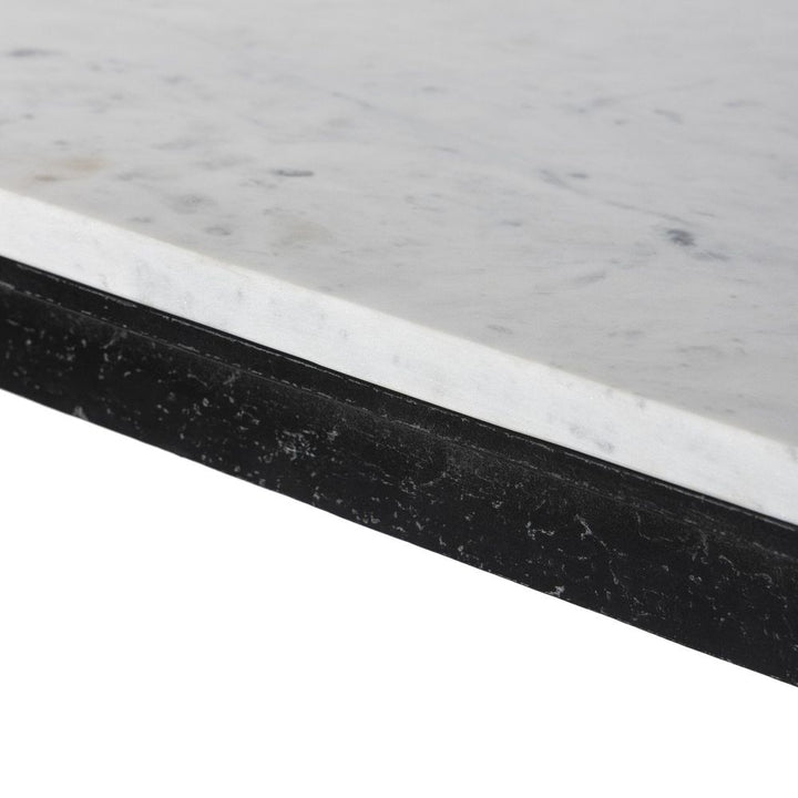Hammered Iron Console Table - White Marble