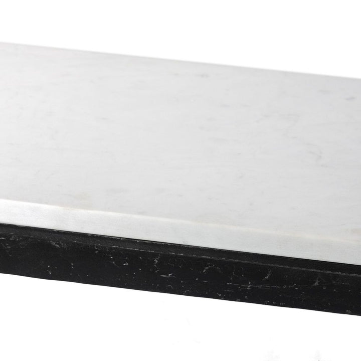 Hammered Iron Console Table - White Marble