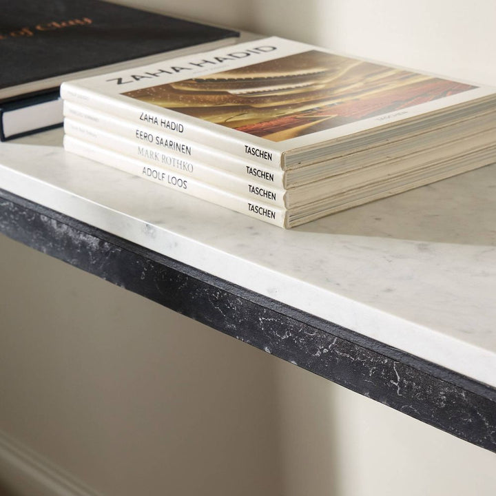 Hammered Iron Console Table - White Marble