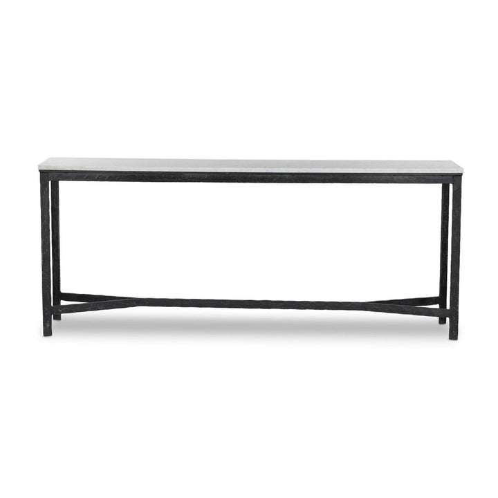 Console Tables Hammered Iron Console Table - White Marble