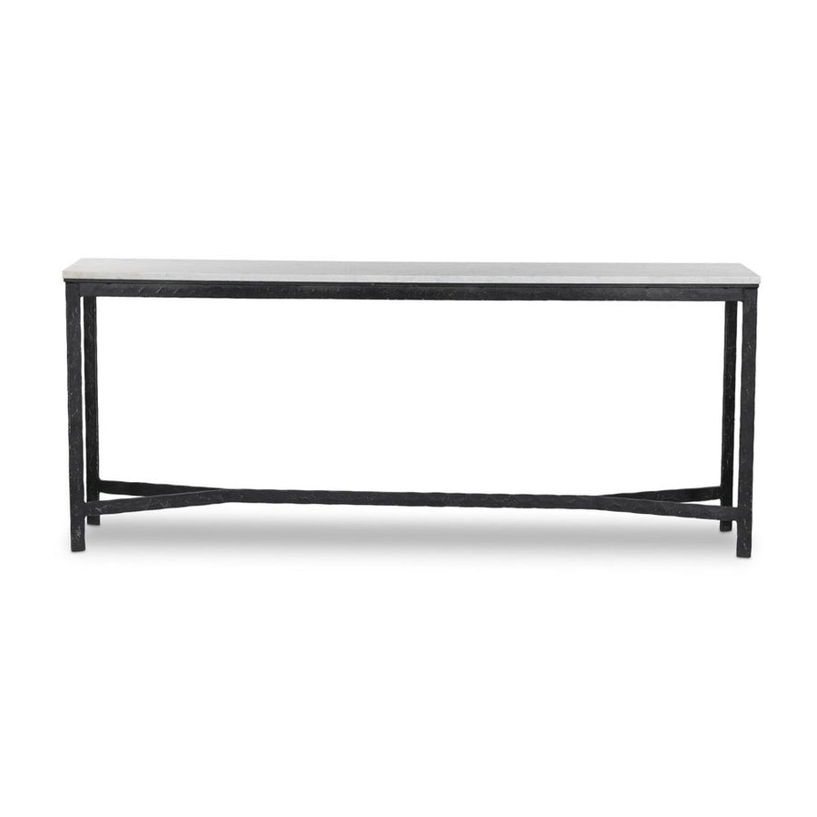 Console Tables Hammered Iron Console Table - White Marble