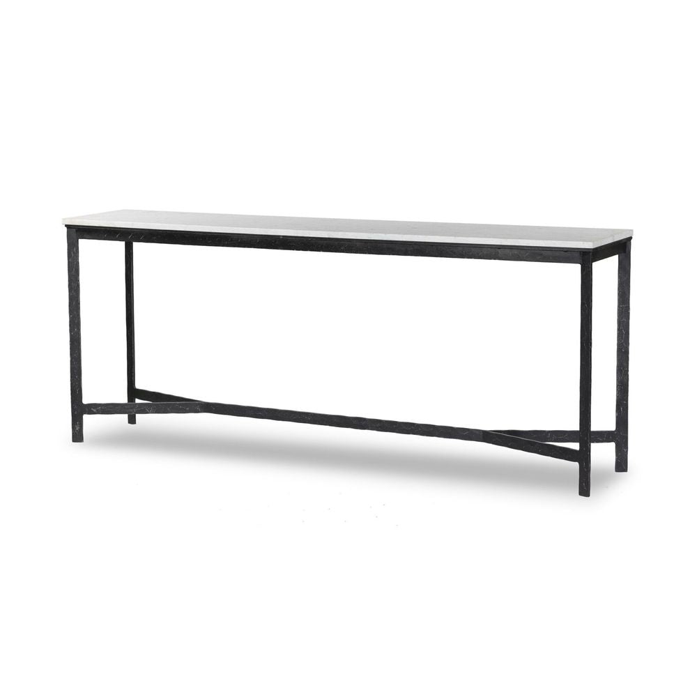 Console Tables Hammered Iron Console Table - White Marble