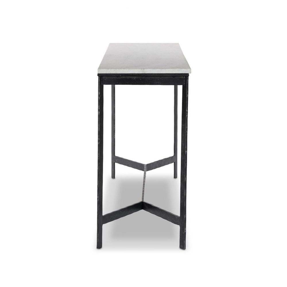 Console Tables Hammered Iron Console Table - White Marble