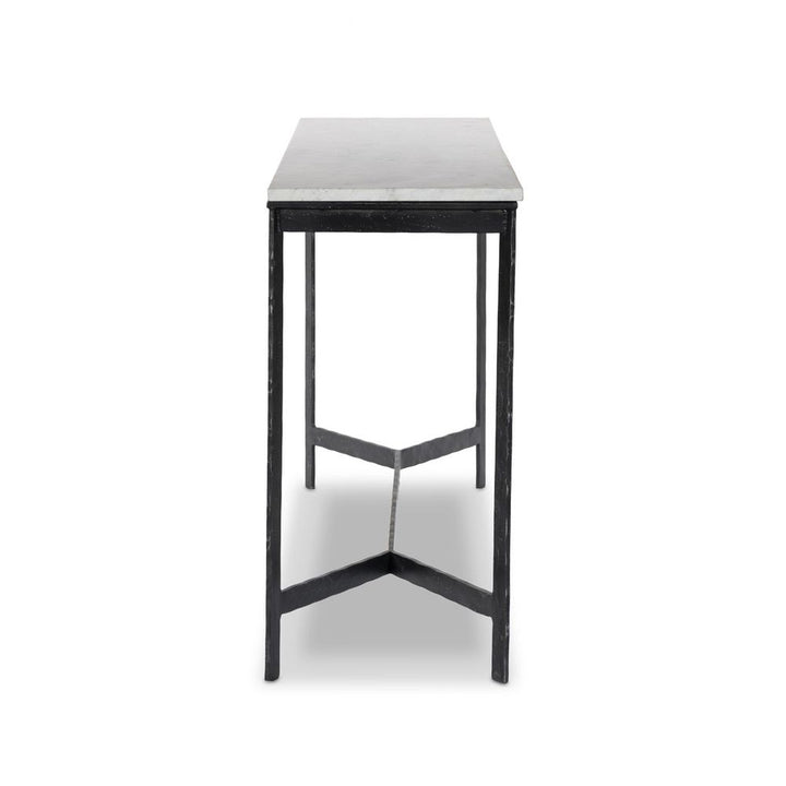 Console Tables Hammered Iron Console Table - White Marble