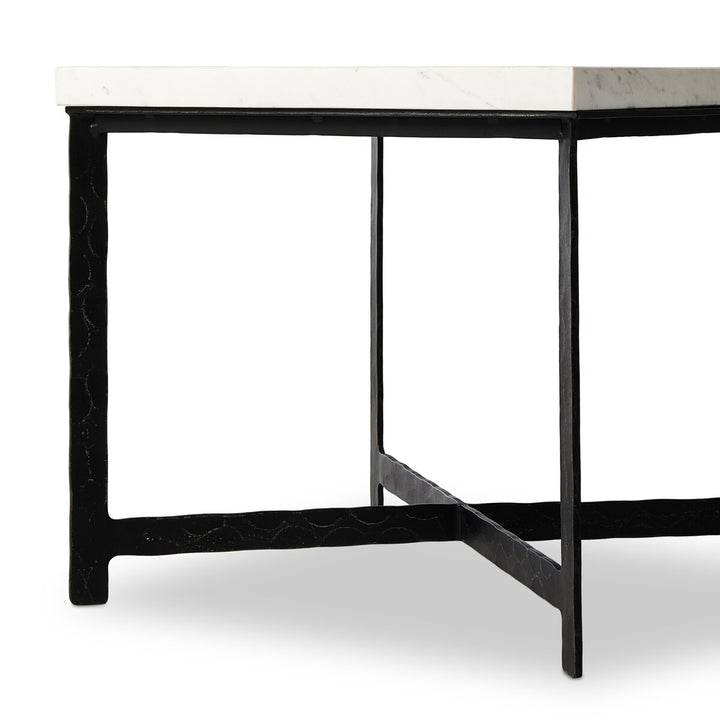 Forged Iron End Table - White Marble