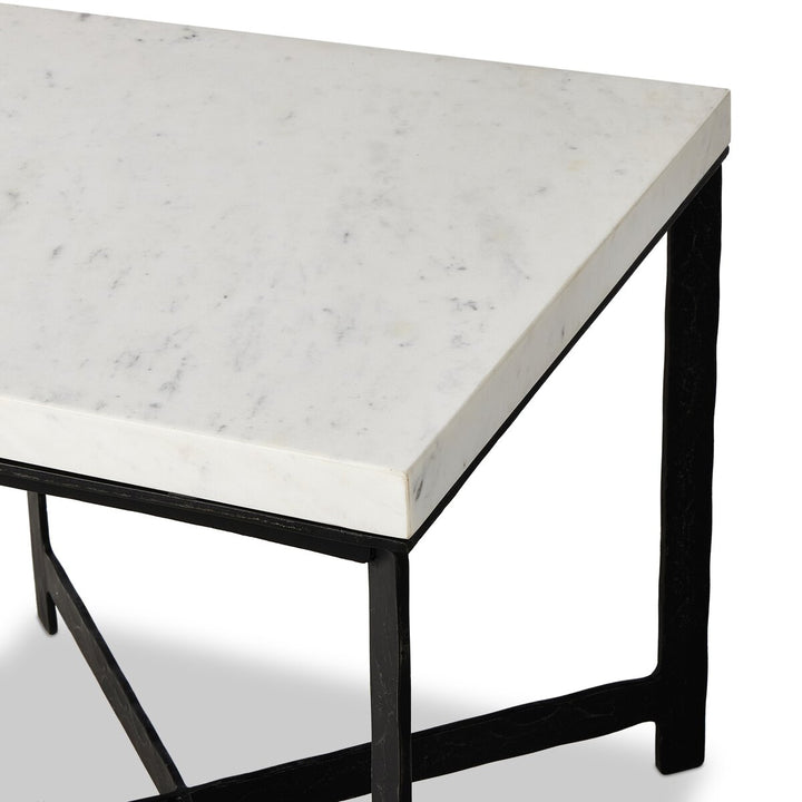 Forged Iron End Table - White Marble