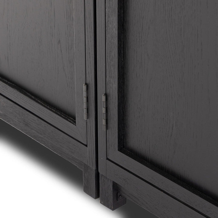 Emerson Panel and Glass Door Double Cabinet - Drifted Matte Black