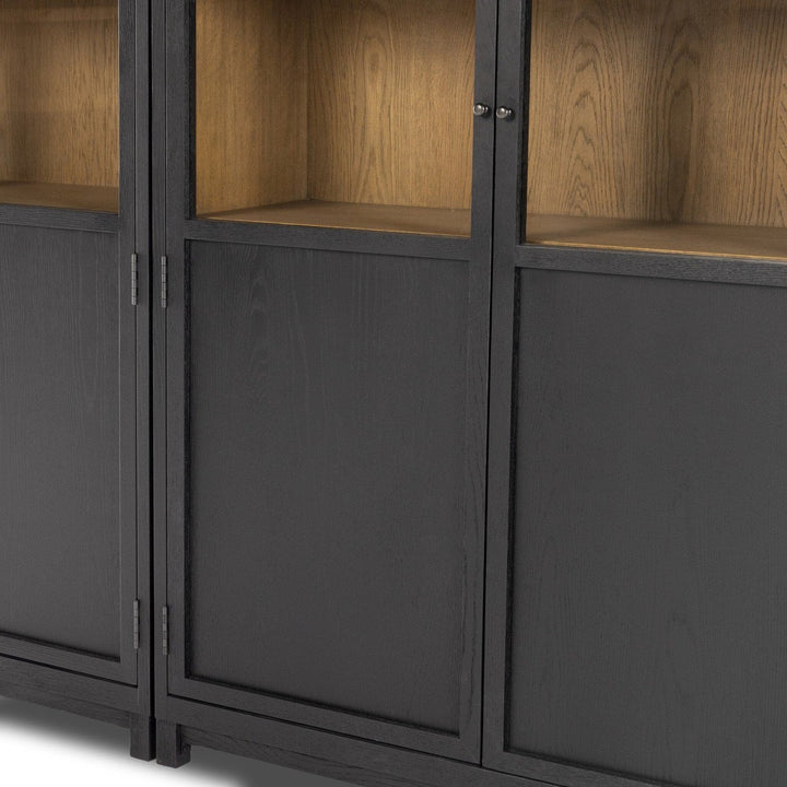 Emerson Panel and Glass Door Double Cabinet - Drifted Matte Black