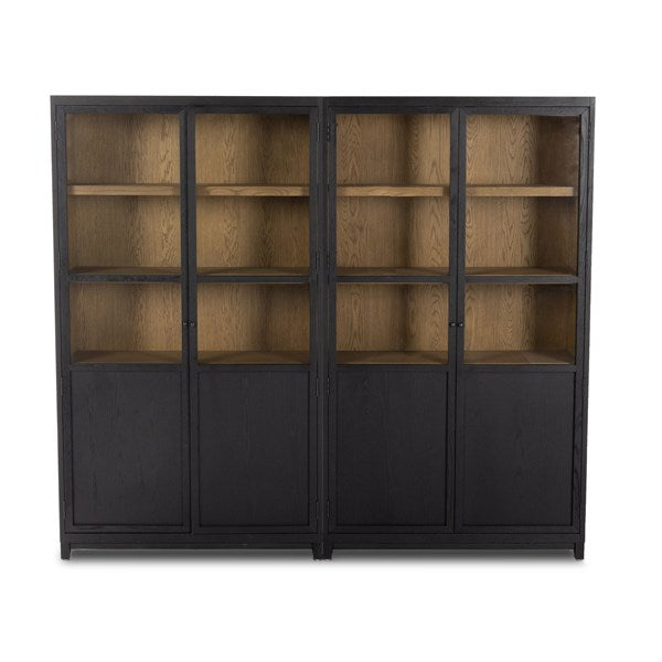 Millie Panel and Glass Door Double Cabinet-Four Hands-FH-237536-001-Bookcases & CabinetsDrifted Matte Black-4-France and Son