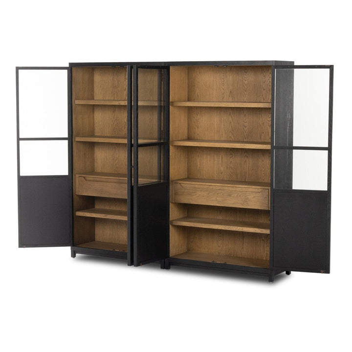 Emerson Panel and Glass Door Double Cabinet - Drifted Matte Black