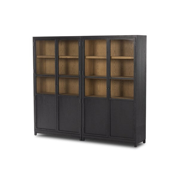Millie Panel and Glass Door Double Cabinet-Four Hands-FH-237536-001-Bookcases & CabinetsDrifted Matte Black-1-France and Son