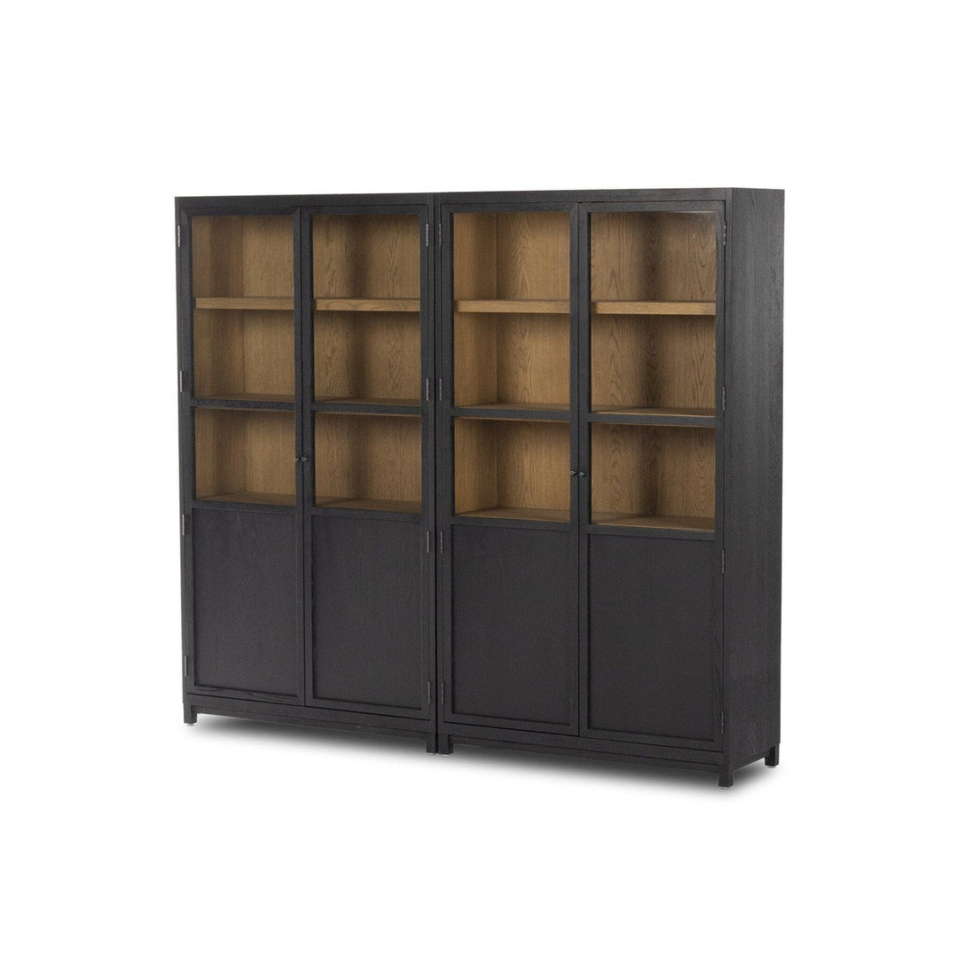 Emerson Panel and Glass Door Double Cabinet - Drifted Matte Black