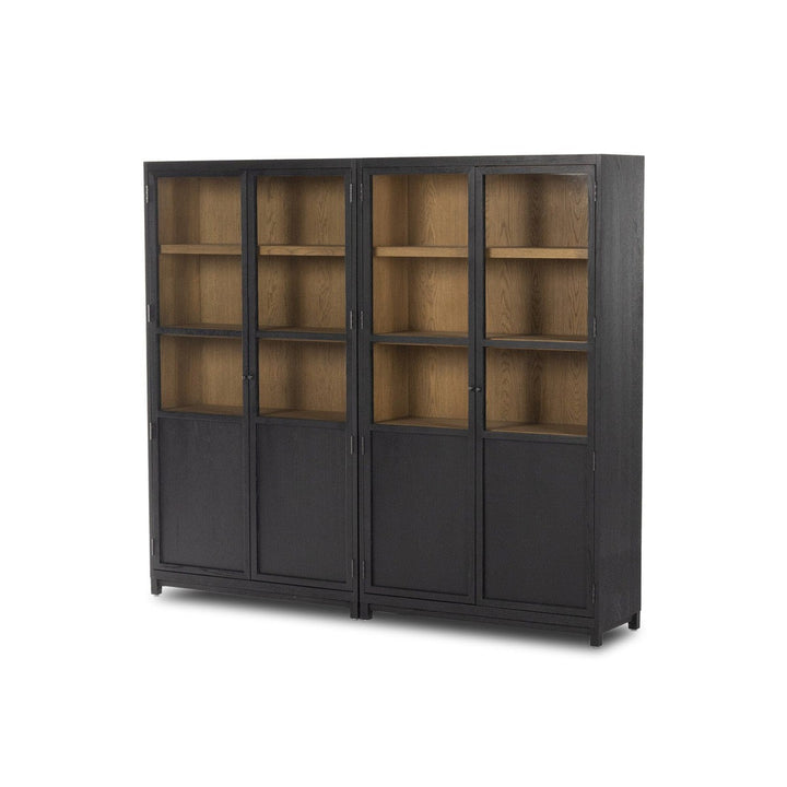 Emerson Panel and Glass Door Double Cabinet - Drifted Matte Black