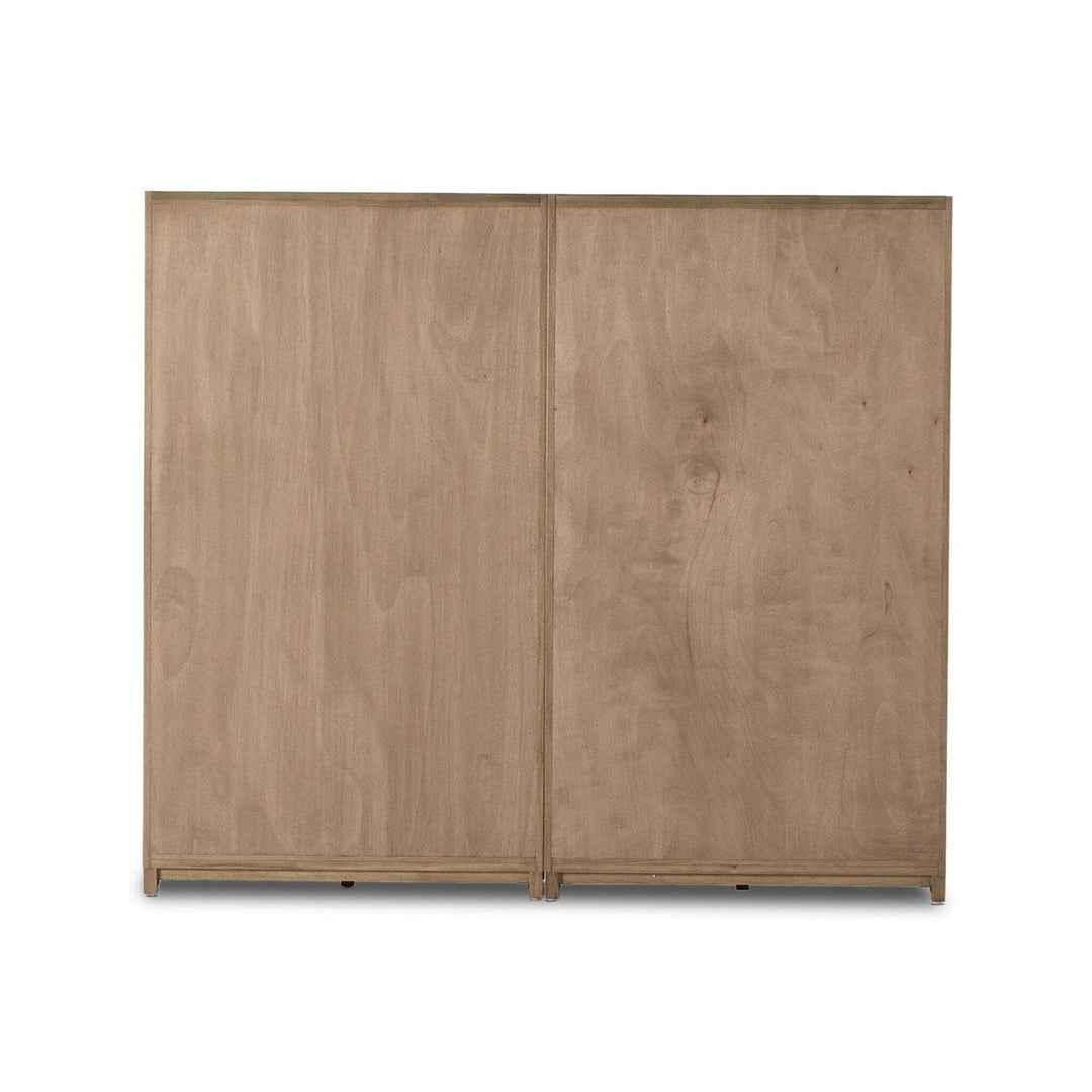 Emerson Panel and Glass Door Double Cabinet - Drifted Oak Solid