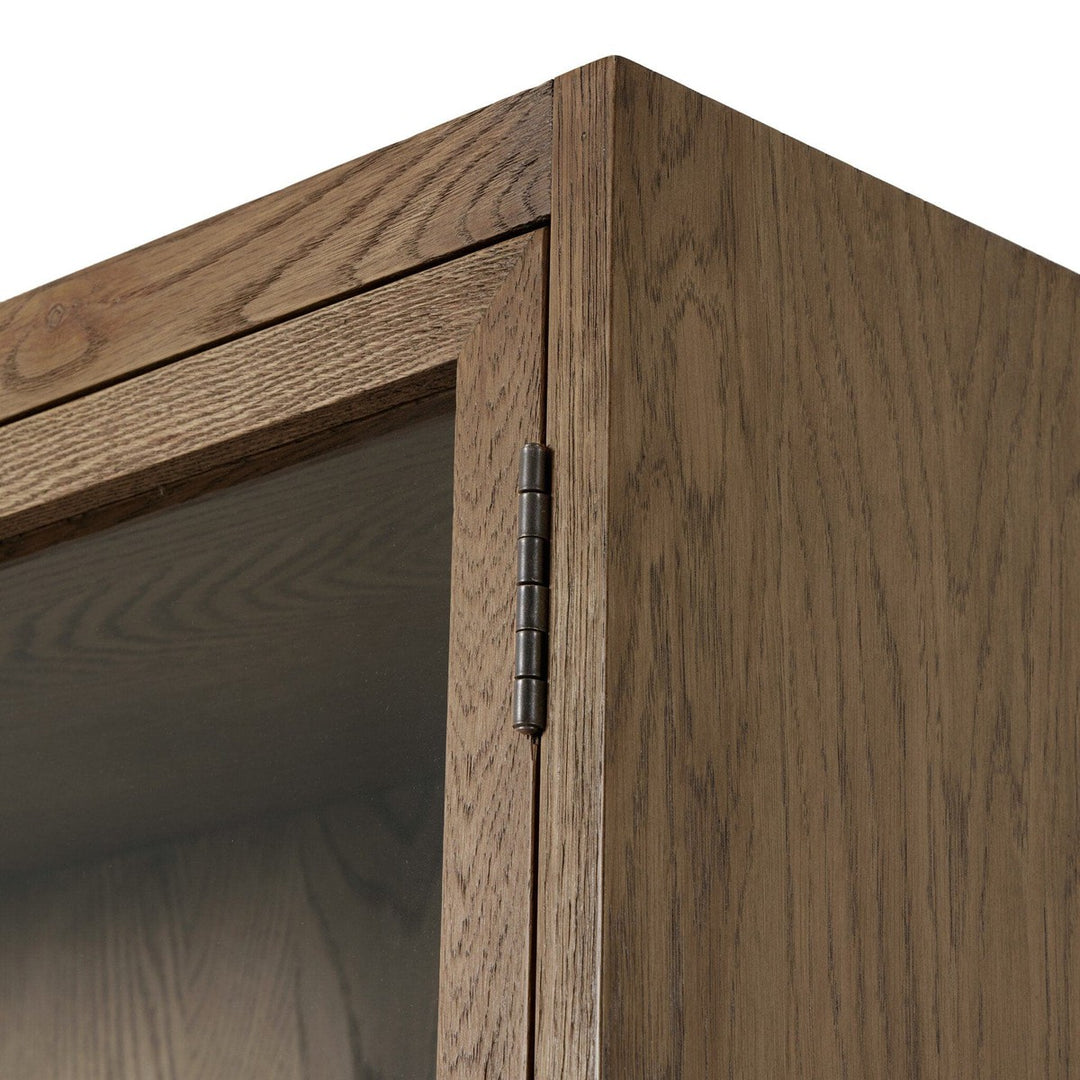 Emerson Panel and Glass Door Double Cabinet - Drifted Oak Solid