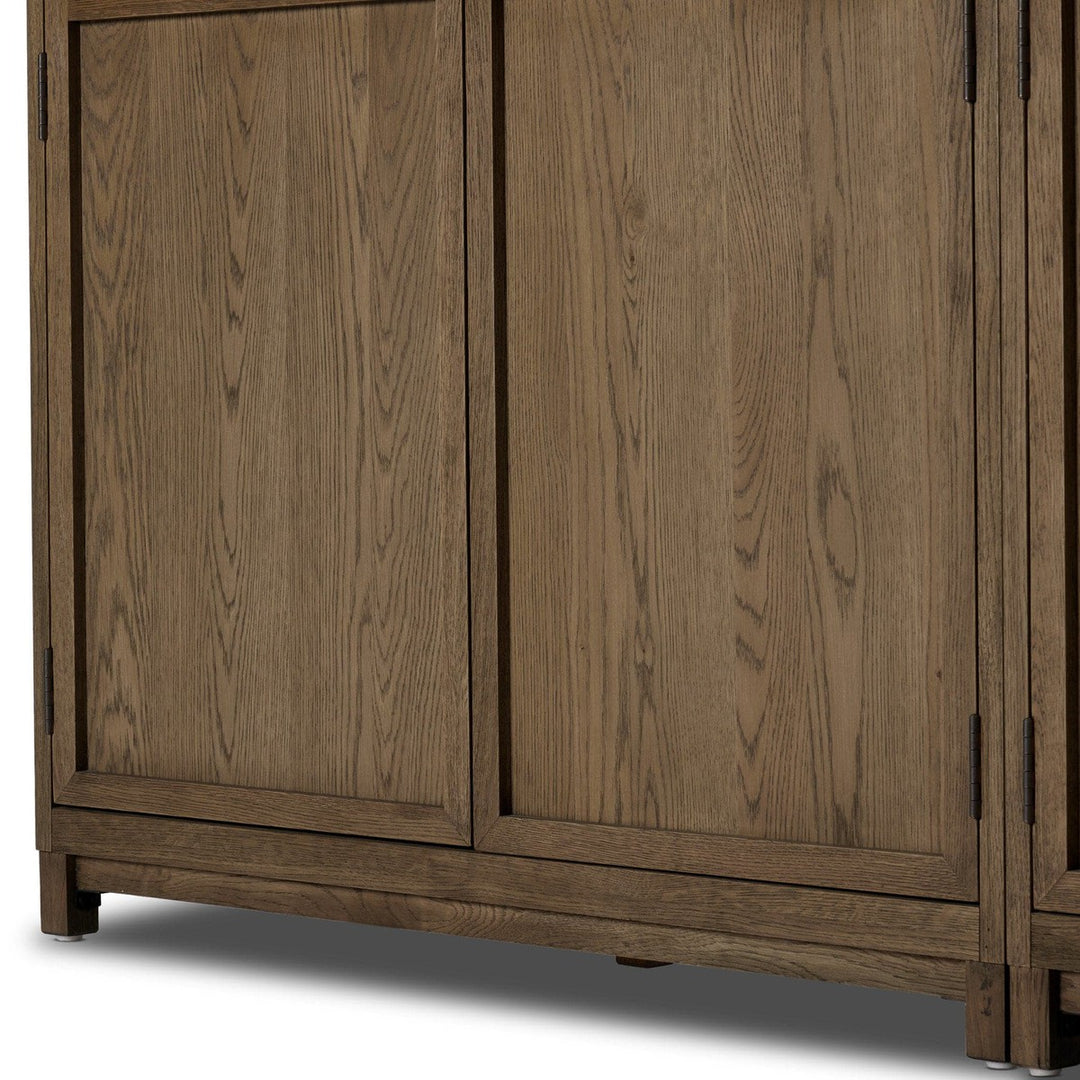 Emerson Panel and Glass Door Double Cabinet - Drifted Oak Solid